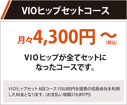 V/I/Oヒップセットコース 月々4,300円～