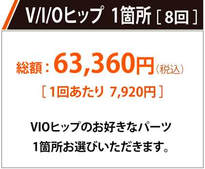 V/I/O/ヒップ1箇所 1回あたり6,160円